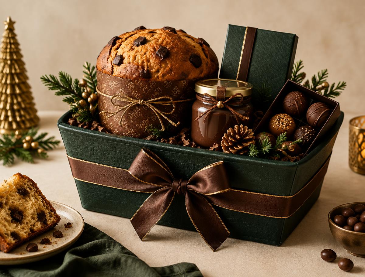 Kit presente verde com chocotone e complementos